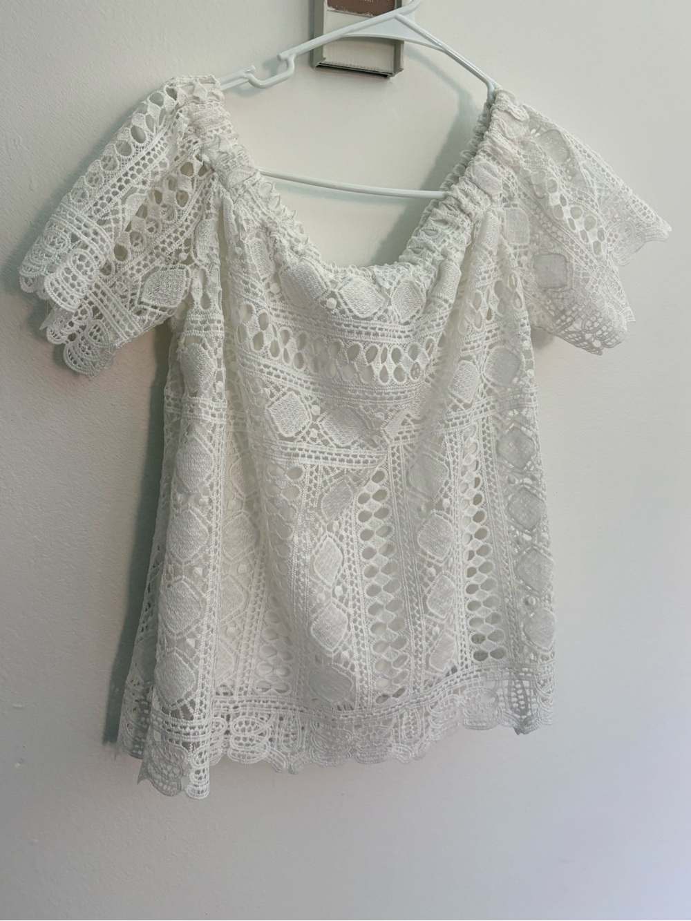 Anthropologie Sunday in Brooklyn White Crochet Off-Shoulder Top